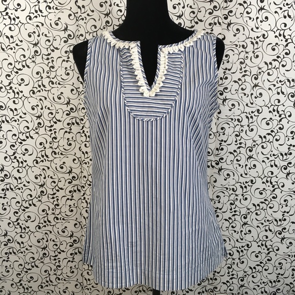 Talbots Tops - Talbots Petites Blue/White Stripe Top